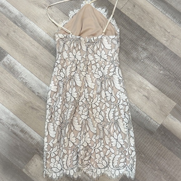 Lulus delicate darling beige and ivory lace bodycon high neck dress ❤️ - Picture 8 of 15